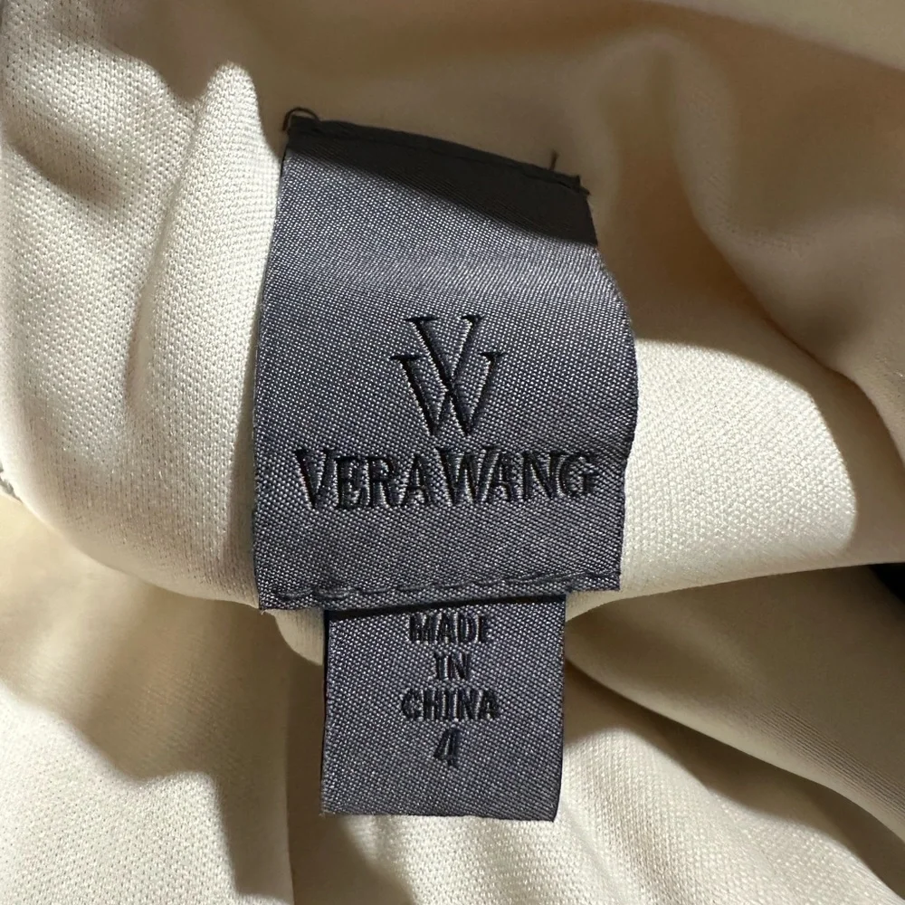 Vera Wang Cream Sleeveless Sheath Dress with V-Neck - Picture 5 of 6
